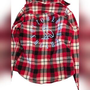 OVO October’s Very Own Plaid Flannel Shirt Medium Red Buffalo Check Owl Logo